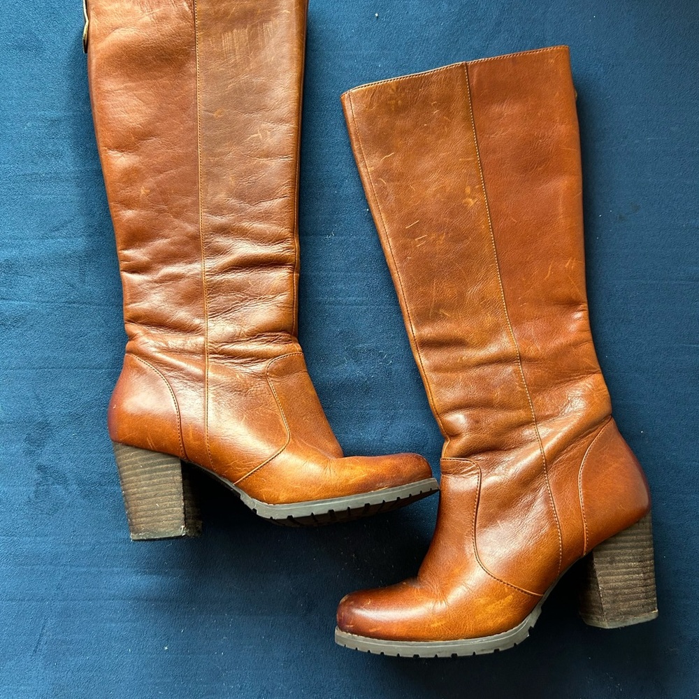 Clarks Chestnut Leather Knee-High Boots - Picture 3 of 8